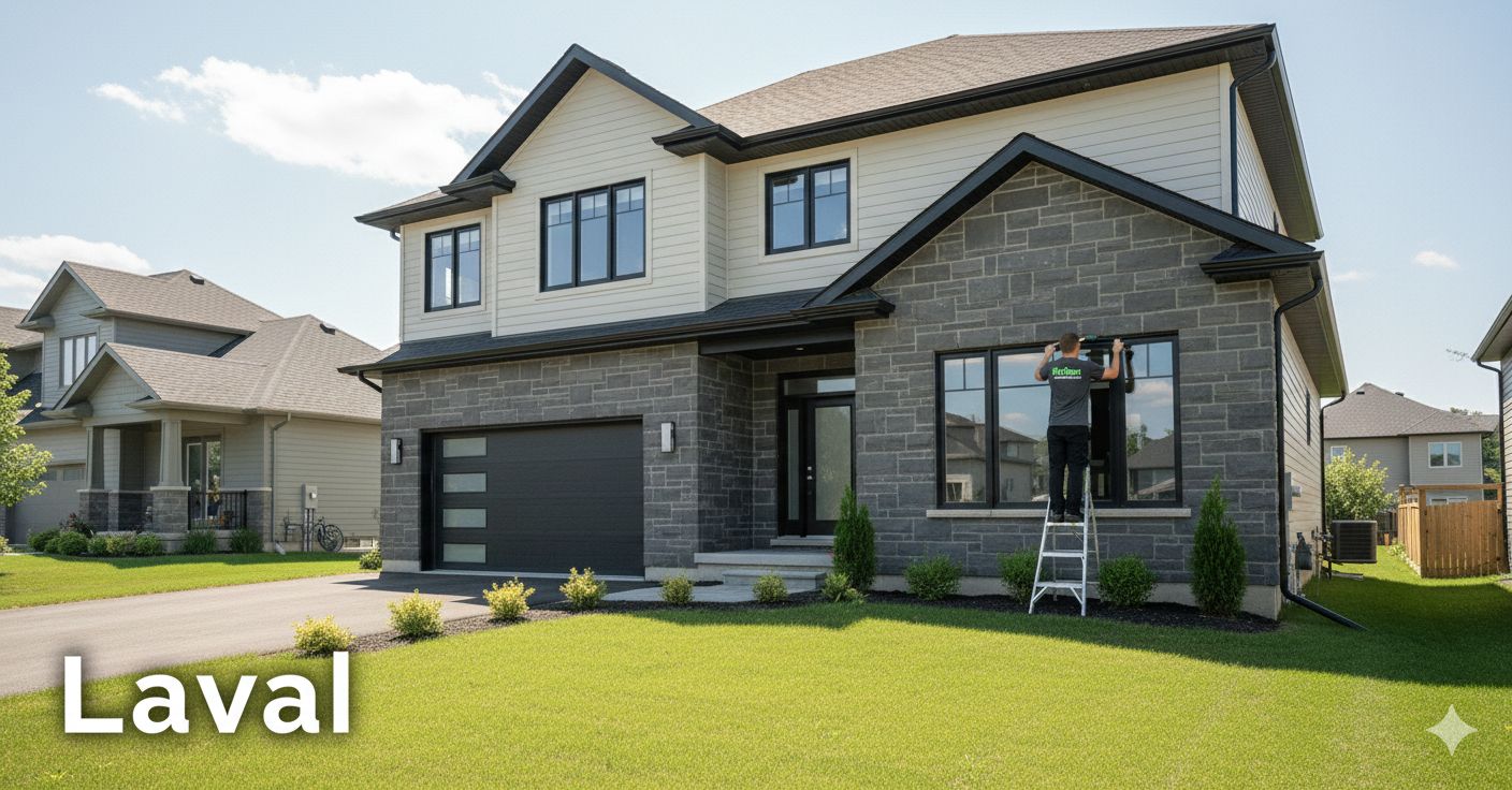 Pressure washing a driveway in Laval